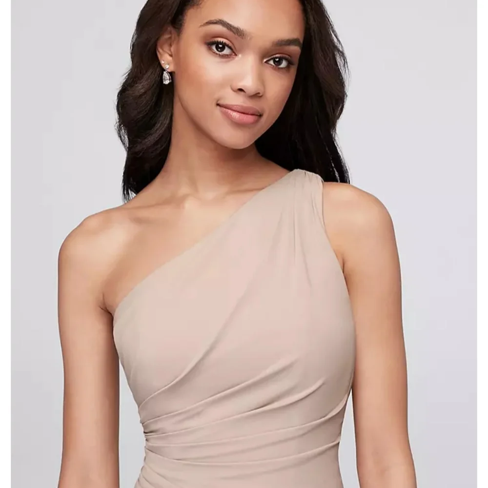 NWT Davids Bridal Georgette Cascade Dress F19832 Size 14 Juniper Green - Picture 4 of 11